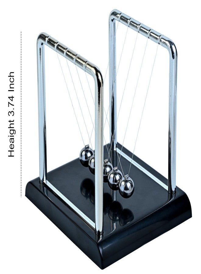 HindCraft Office Table Decor - Newton Cradle Pendulum | Swing Ball Motion Desk Toy - 5 Metal Collision Balls with Polished Base & Nylon Strings |Desk Accessories, Kids Room & Study Decor Item(3.74 Inch) - Image 2